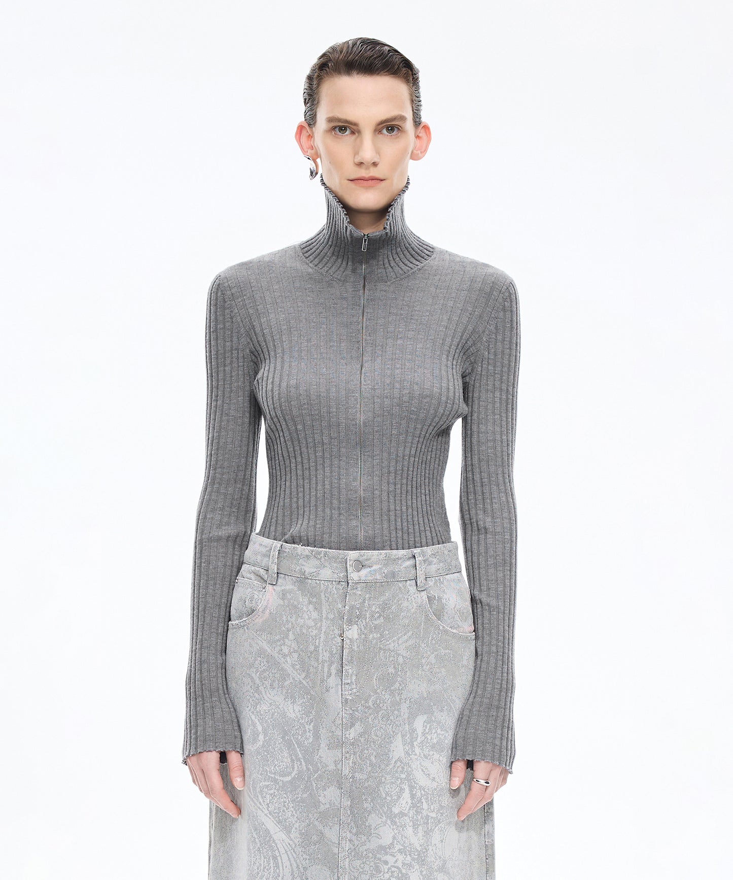 Wide Rib Double-Zip Cardigan