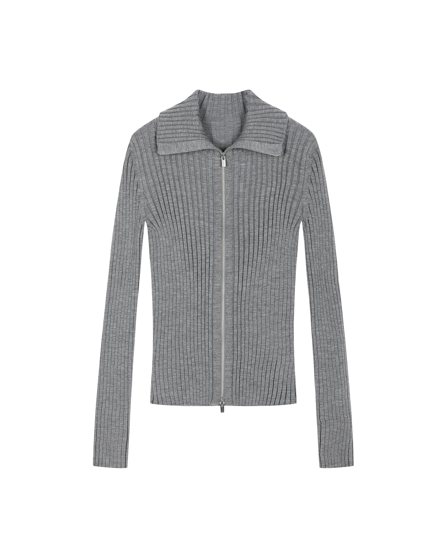 Wide Rib Double-Zip Cardigan