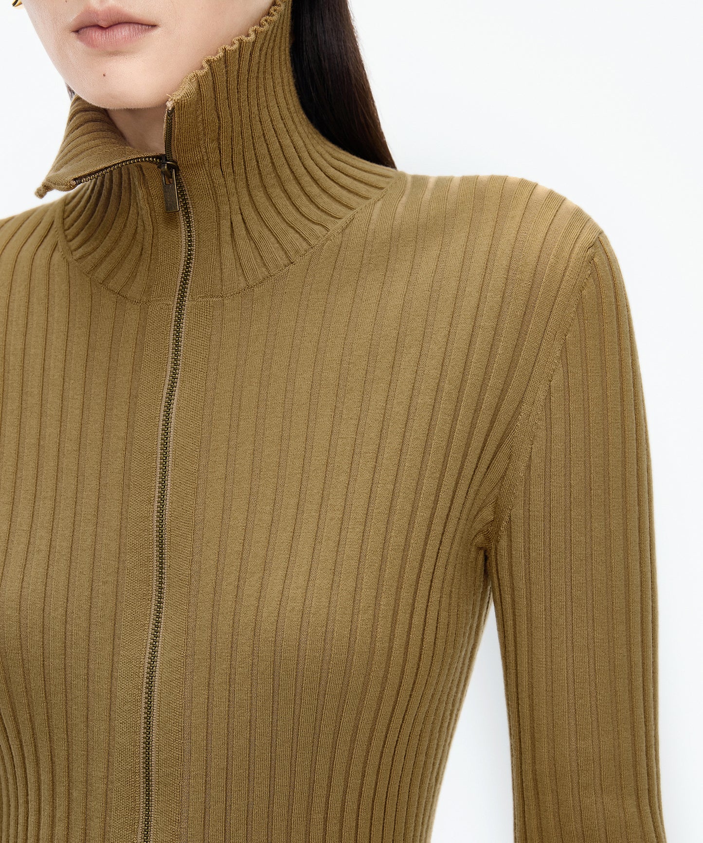 Wide Rib Double-Zip Cardigan