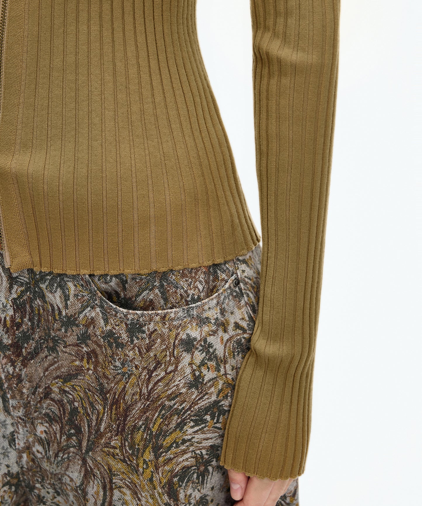 Wide Rib Double-Zip Cardigan