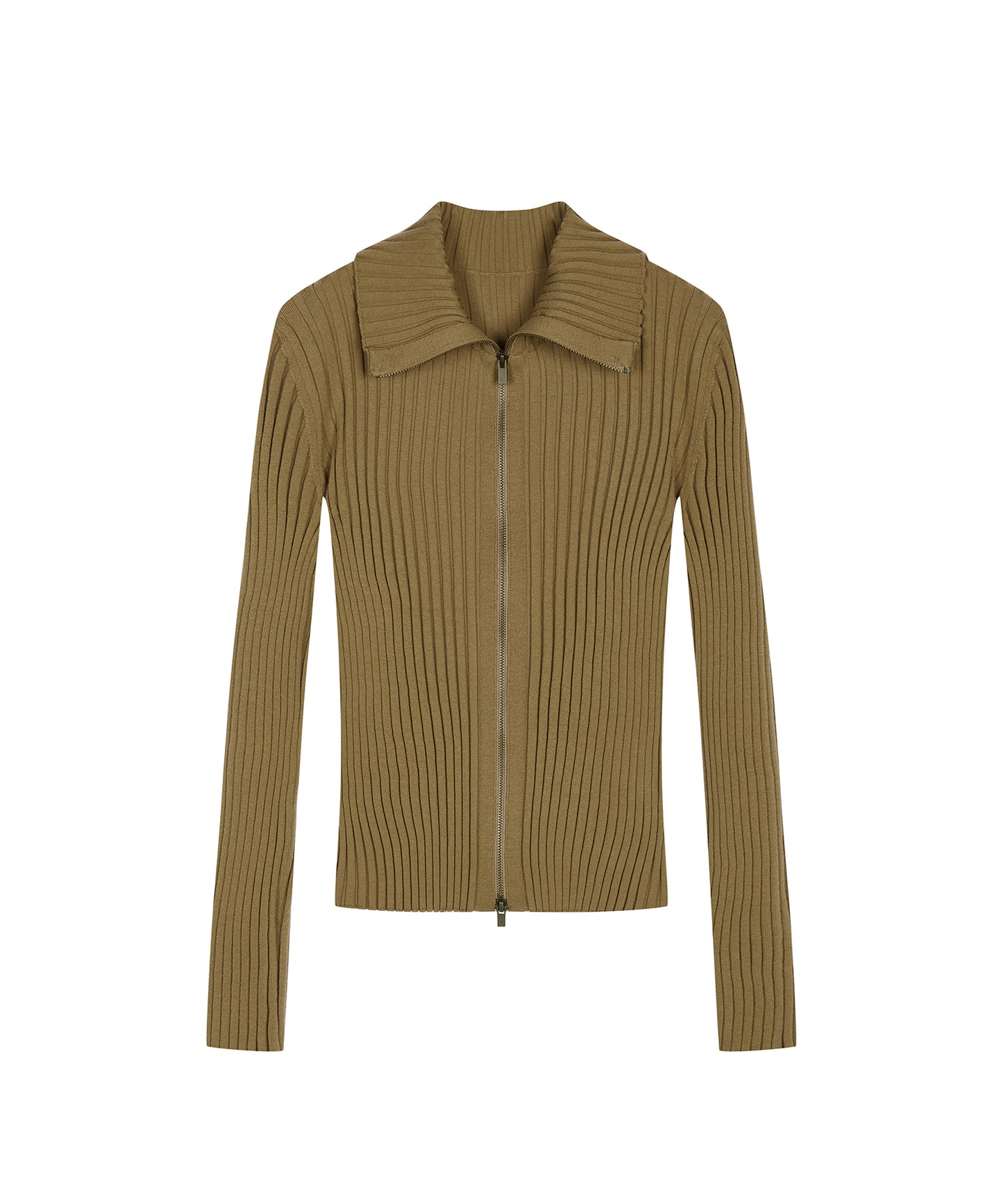 Wide Rib Double-Zip Cardigan