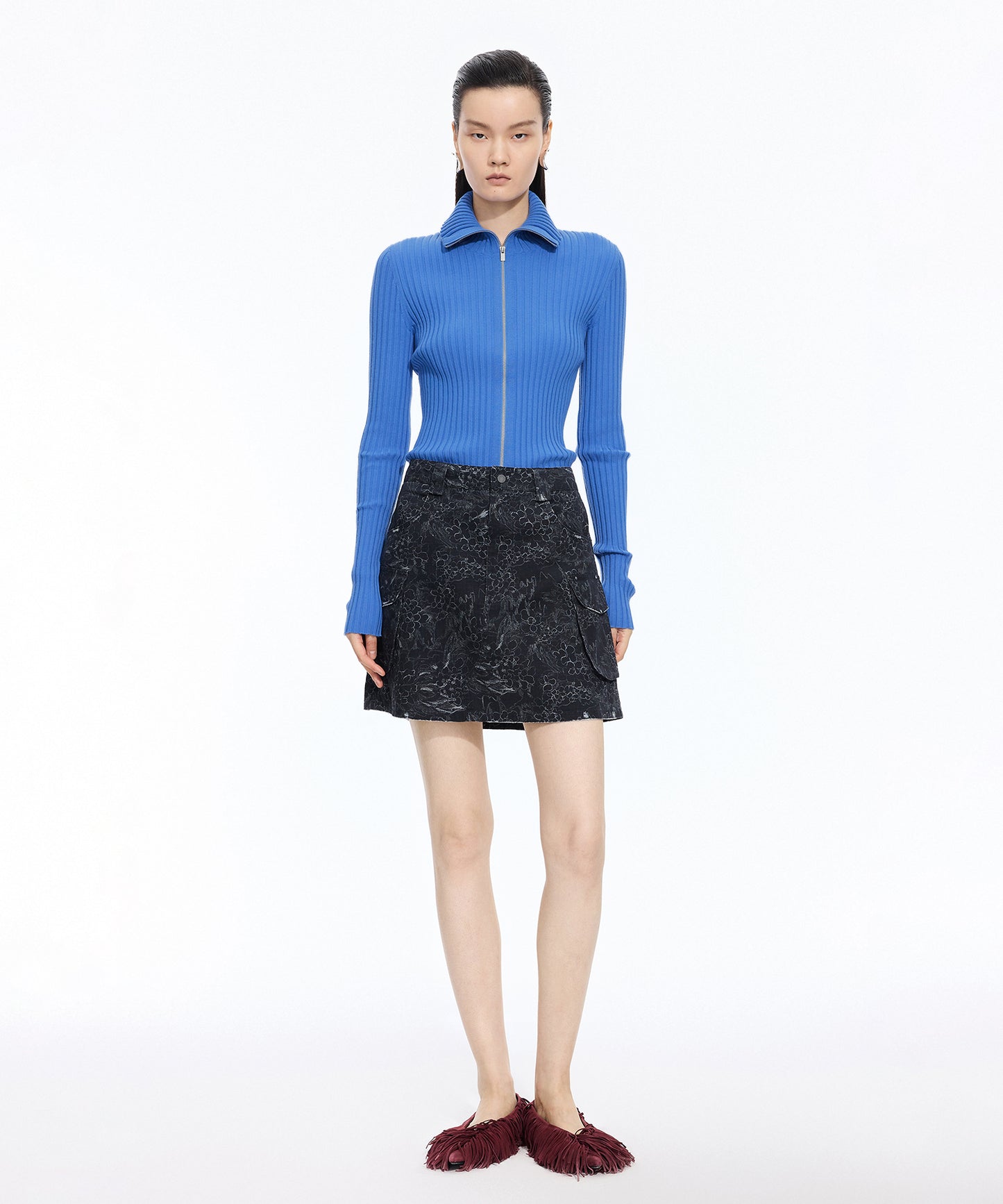 Wide Rib Double-Zip Cardigan