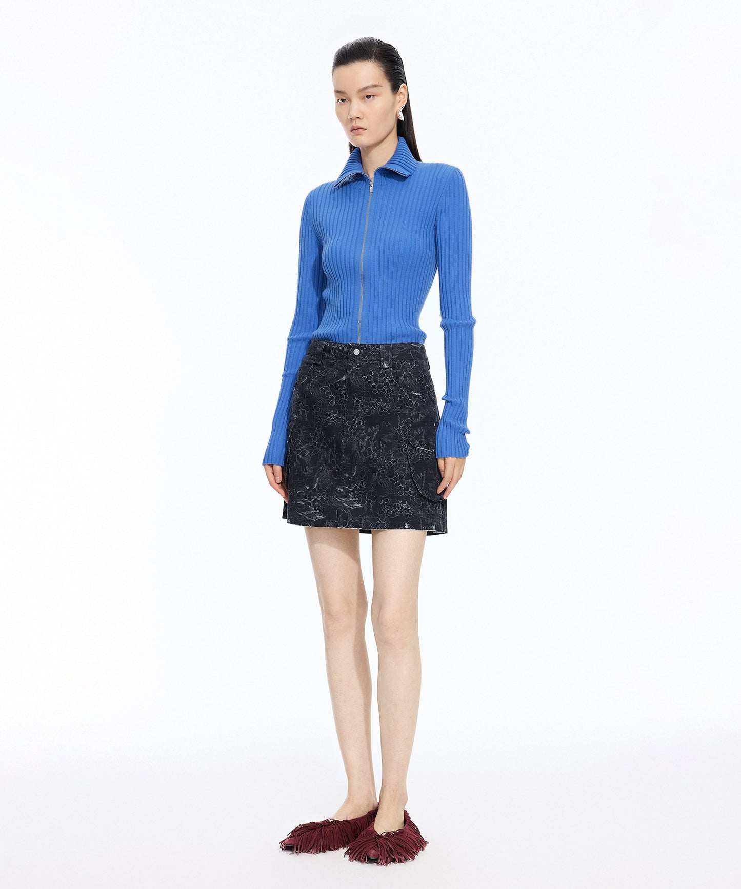 Wide Rib Double-Zip Cardigan