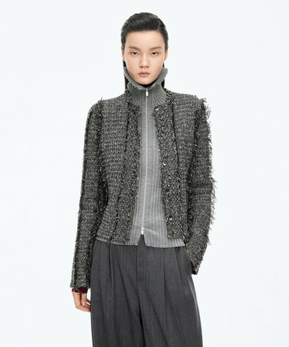 Fringed Tweed-Inspired Jacket