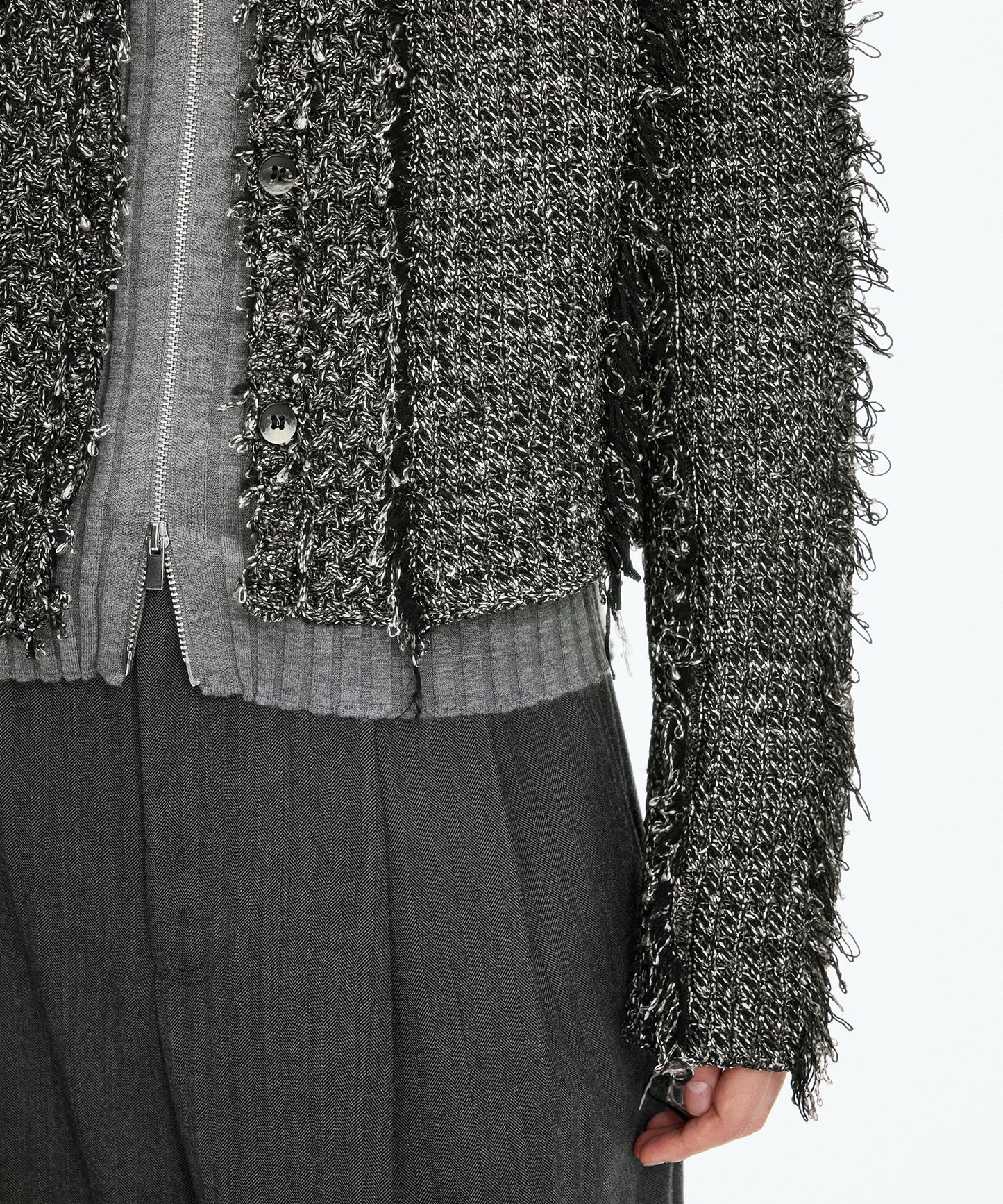 Fringed Tweed-Inspired Jacket