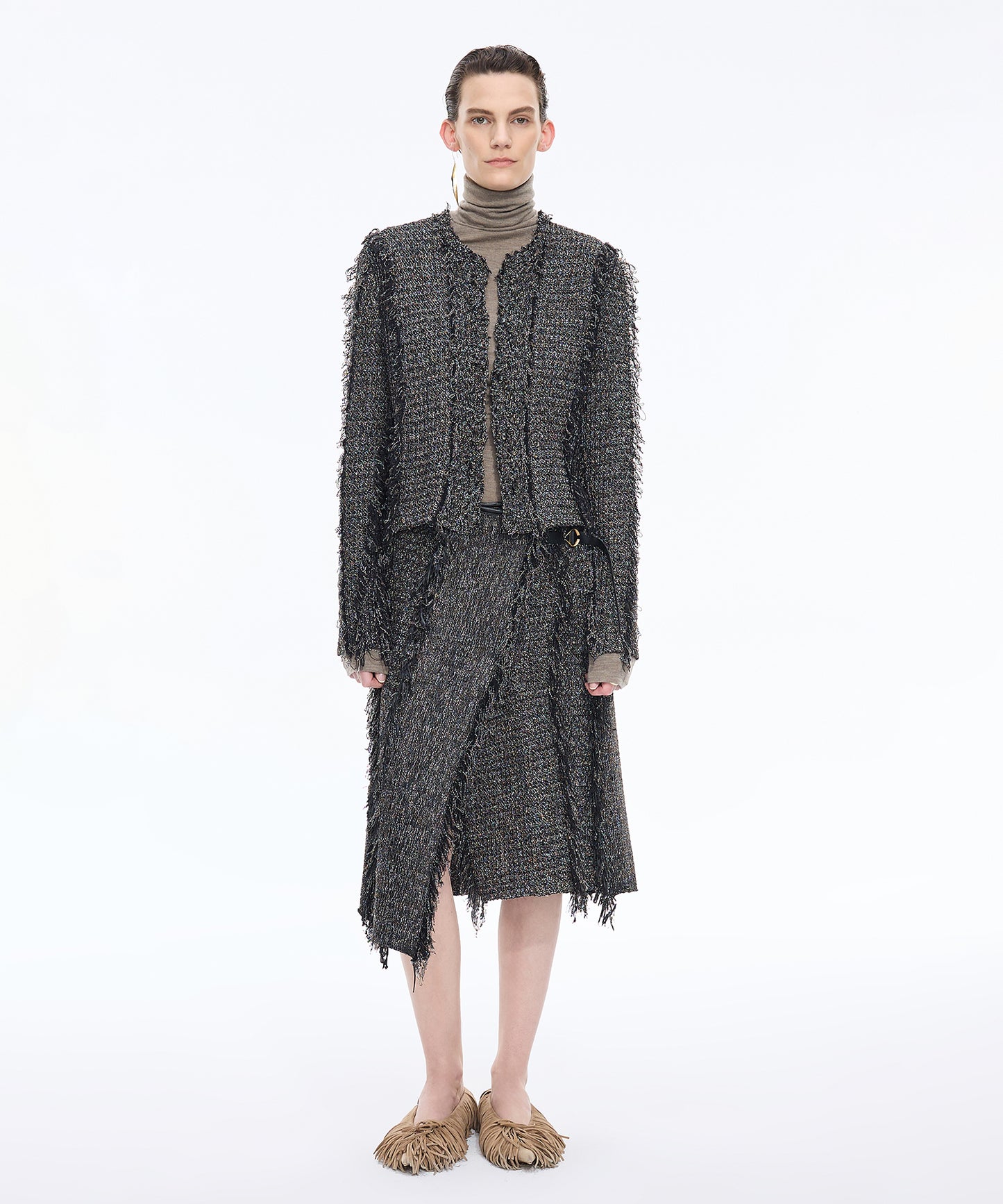 Fringed Tweed-Inspired Jacket