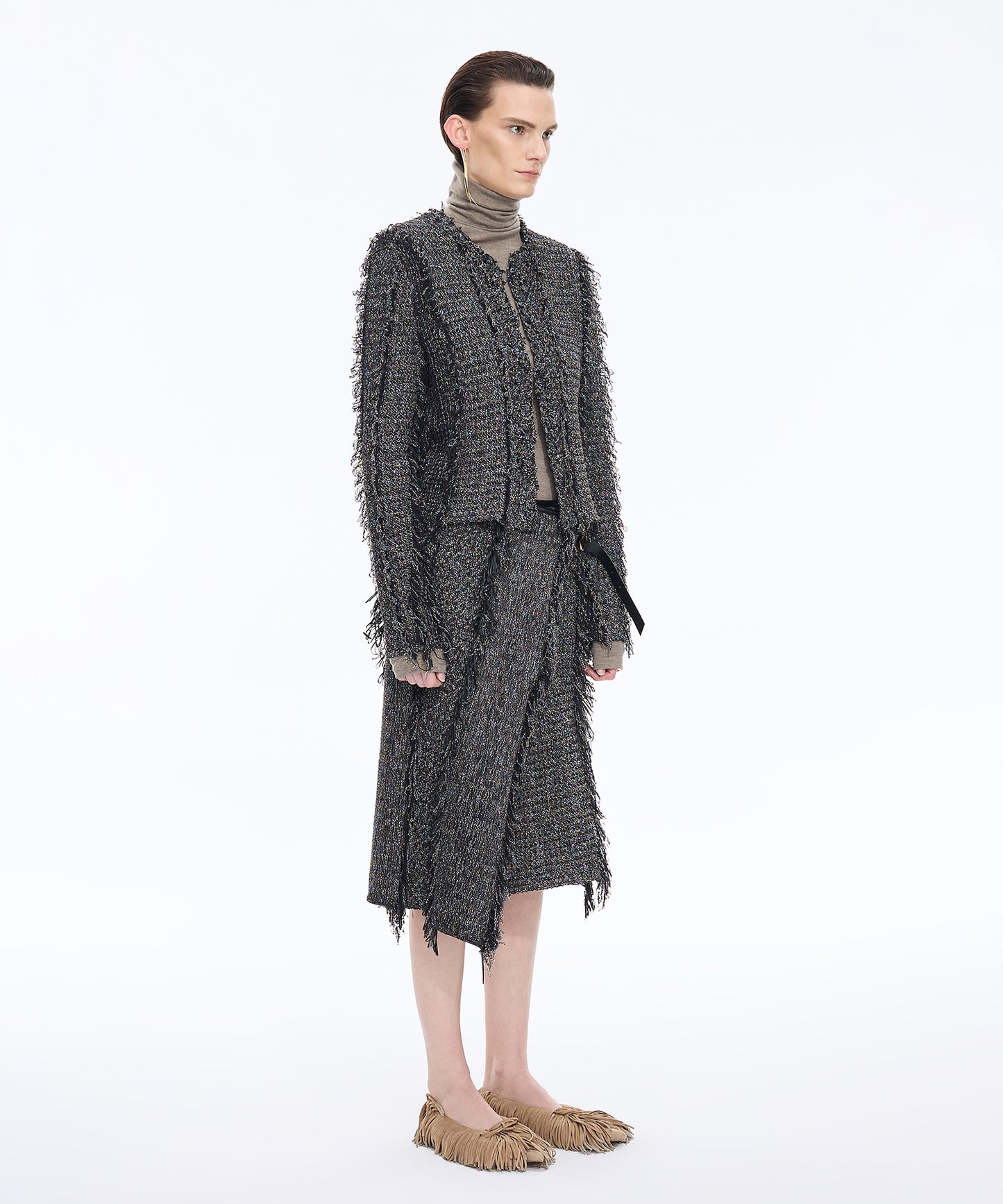 Fringed Tweed-Inspired Jacket