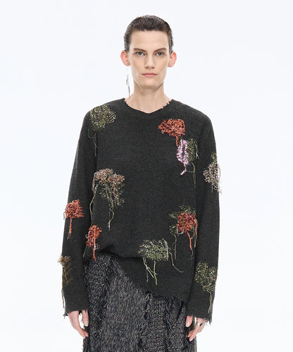 Embroidered Wool Sweater