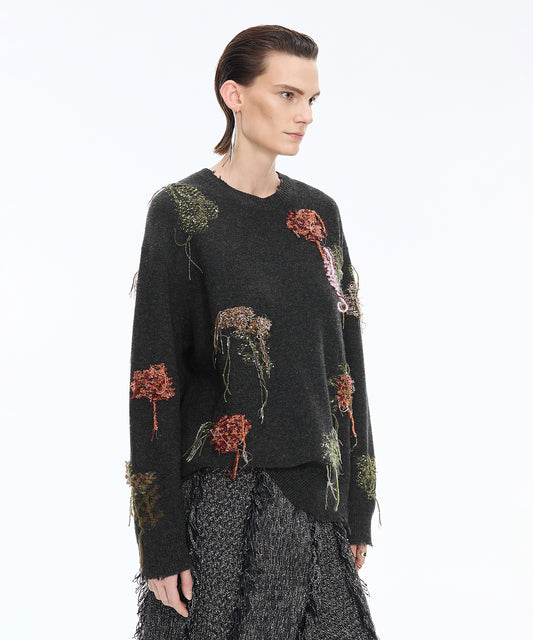 Embroidered Wool Sweater