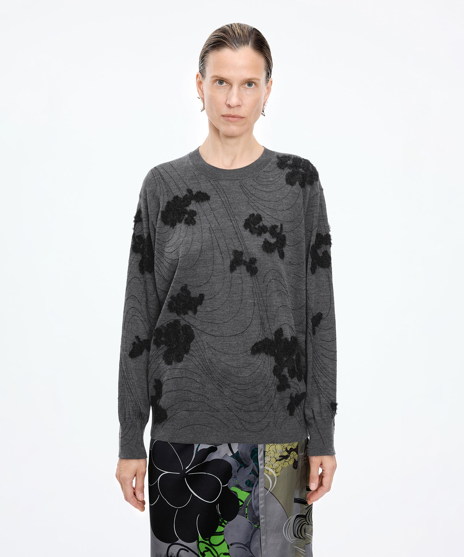 Floral Embroidered Merino Sweater