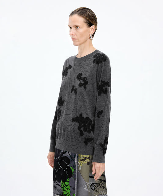 Floral Embroidered Merino Sweater