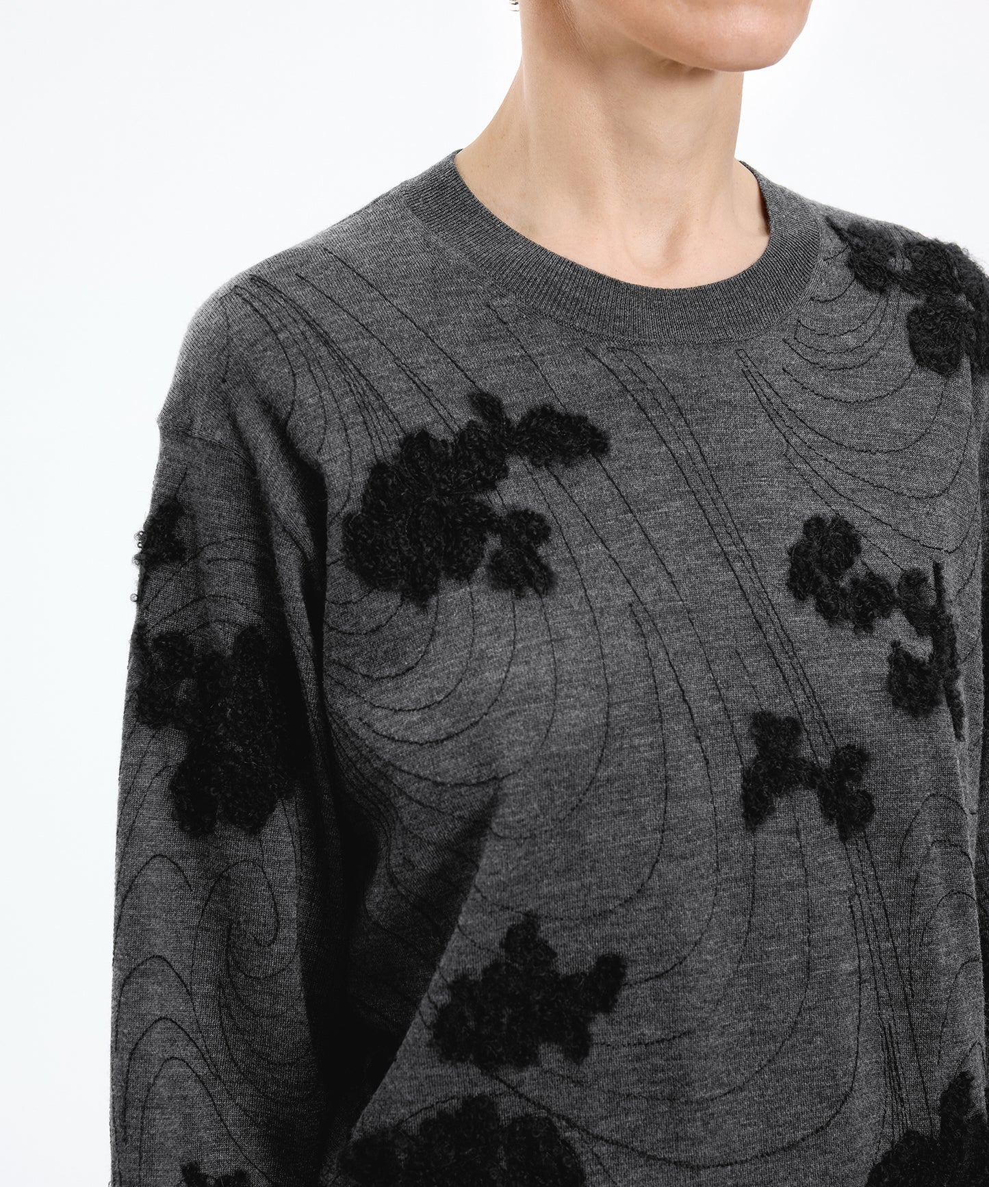 Floral Embroidered Merino Sweater