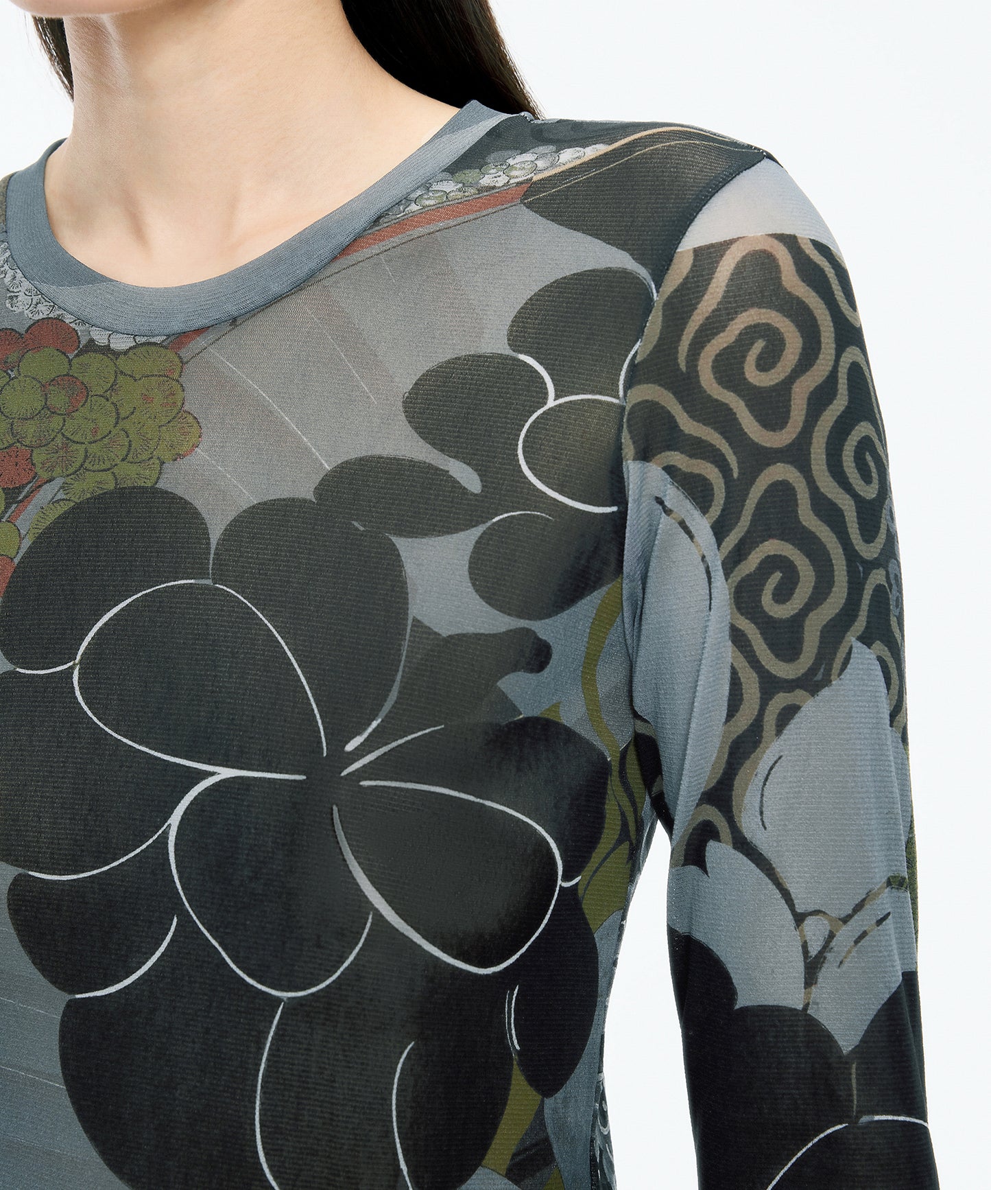 Oriental Print Second-Skin Top