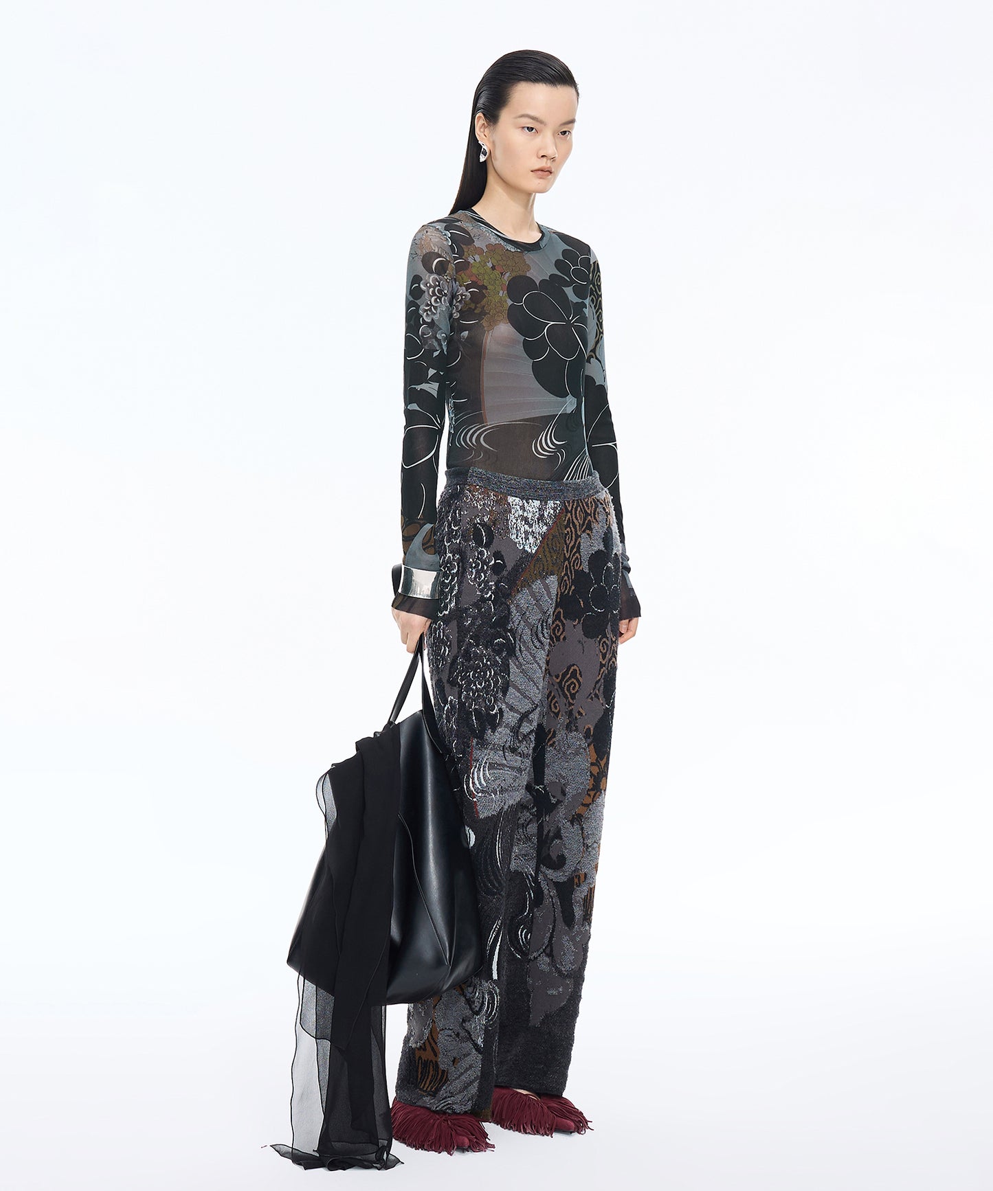 Oriental Print Second-Skin Top