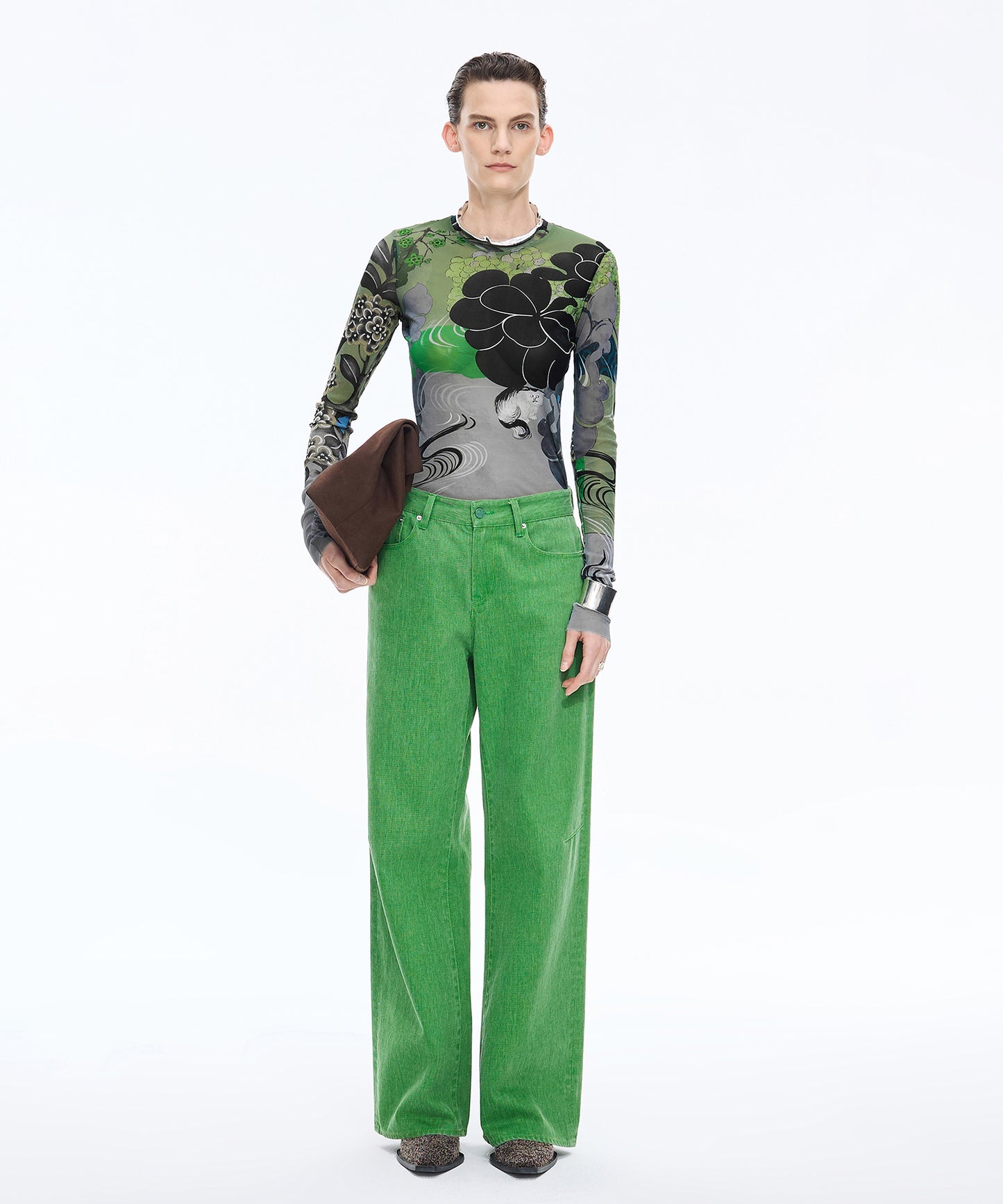 Oriental Print Second-Skin Top