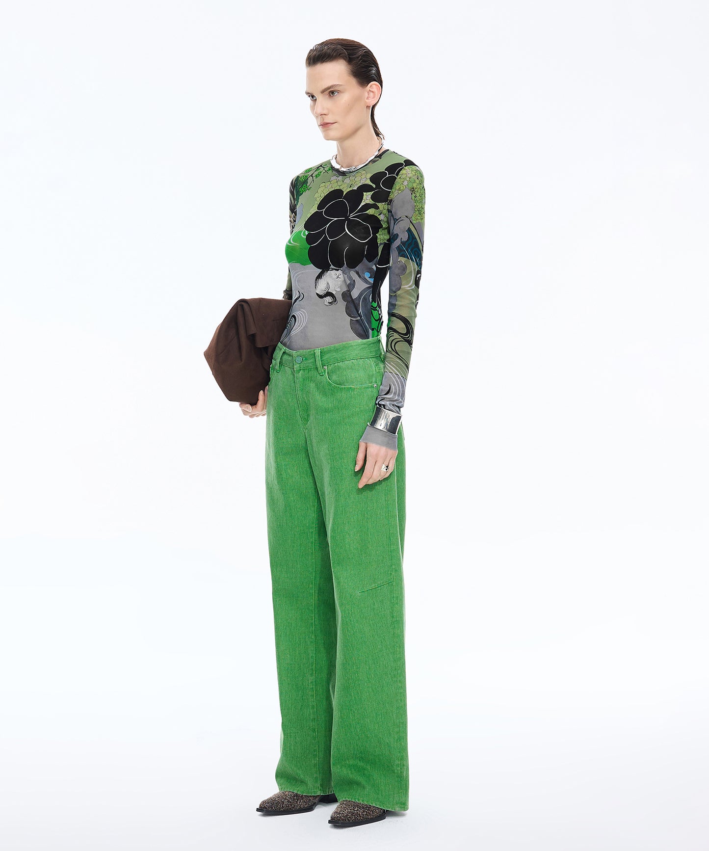 Oriental Print Second-Skin Top