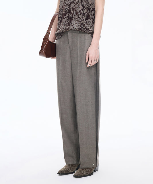 Tapered Snap Wool Trousers