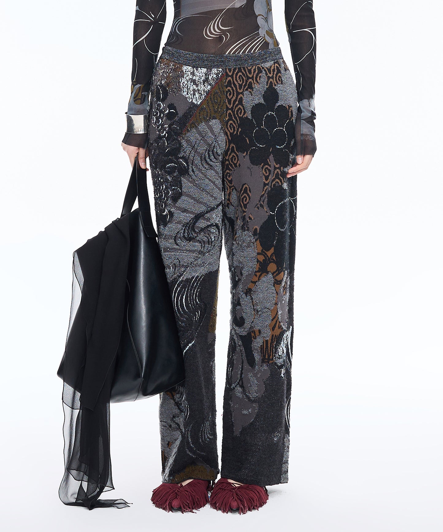 Oriental Jacquard Knit Trousers