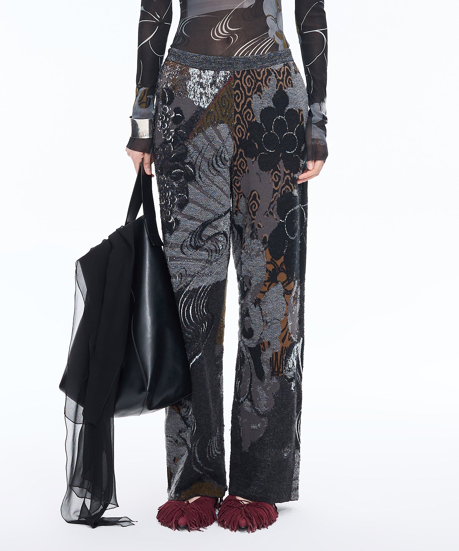 Oriental Jacquard Knit Trousers