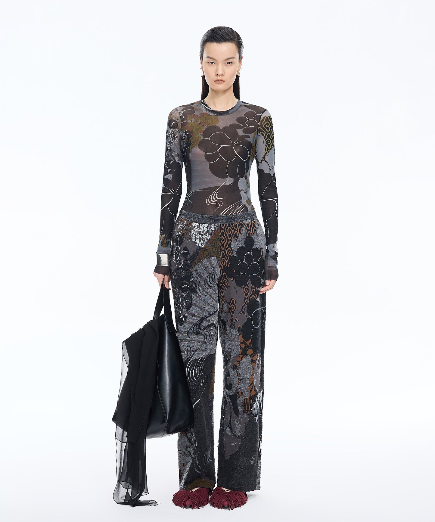 Oriental Jacquard Knit Trousers