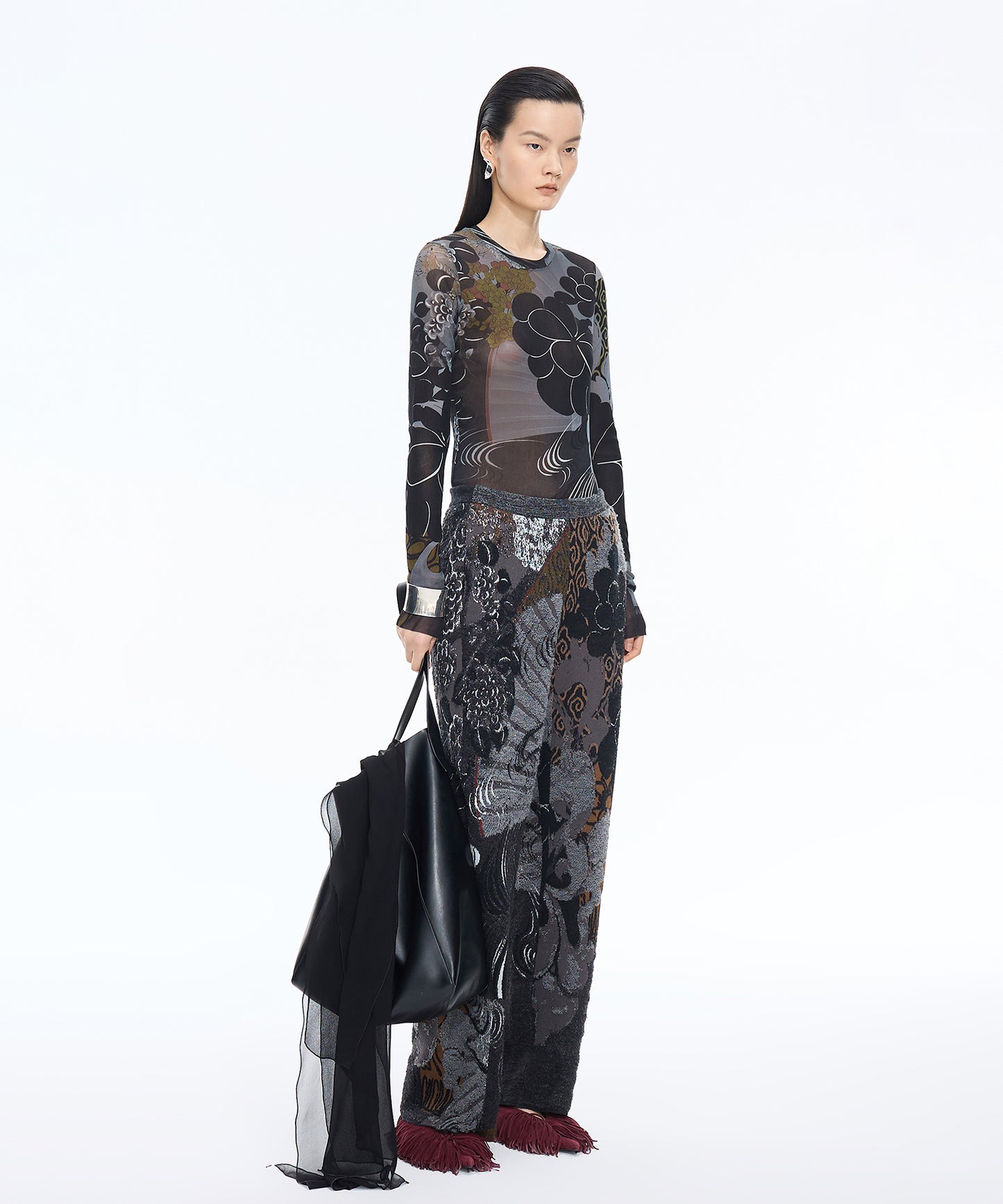 Oriental Jacquard Knit Trousers