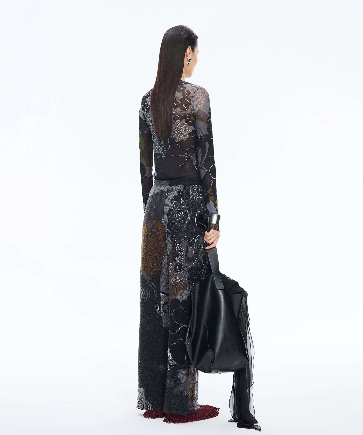 Oriental Jacquard Knit Trousers