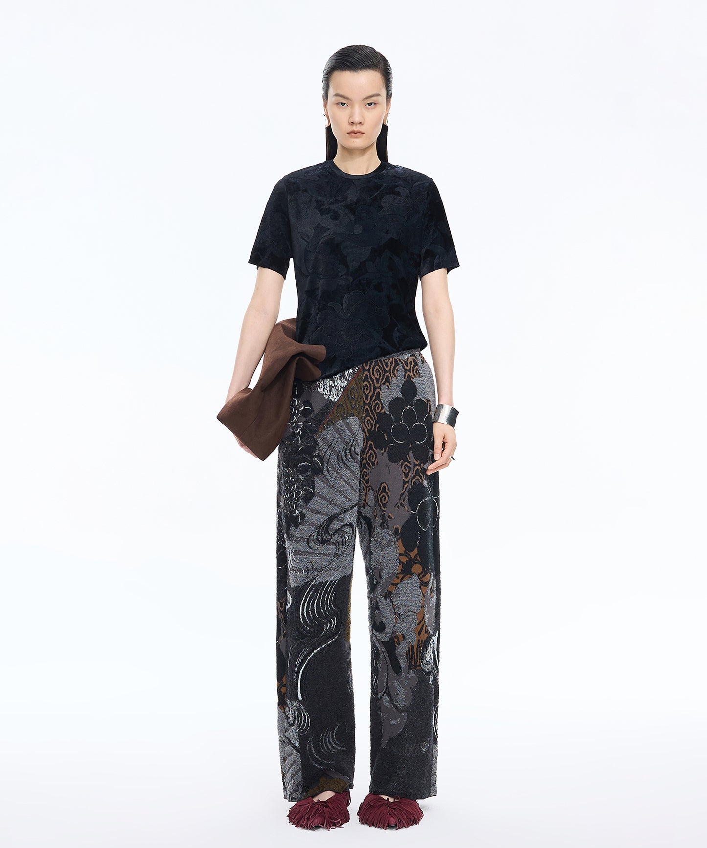 Oriental Jacquard Knit Trousers