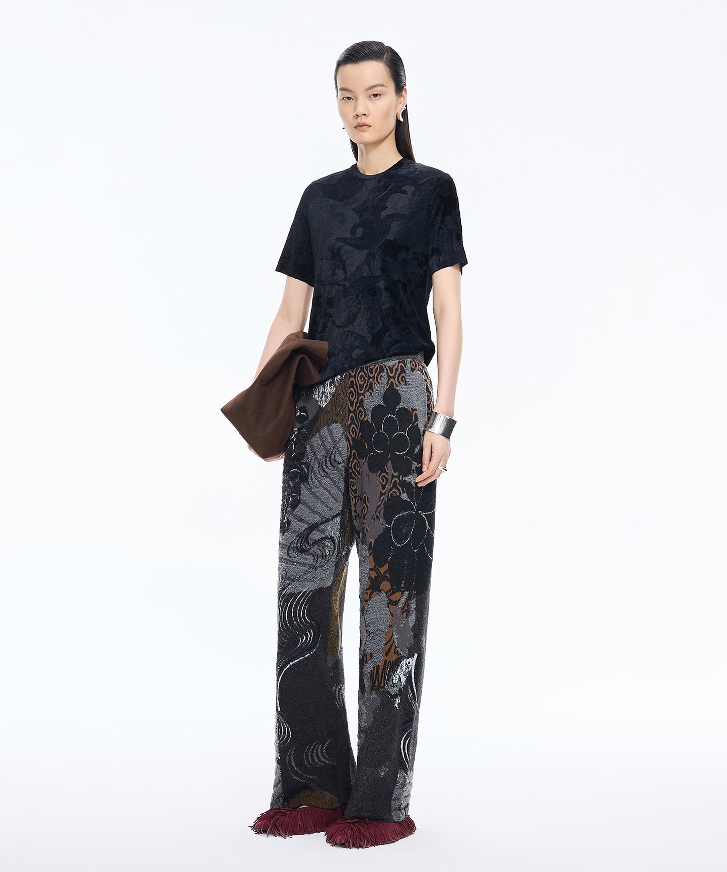 Oriental Jacquard Knit Trousers