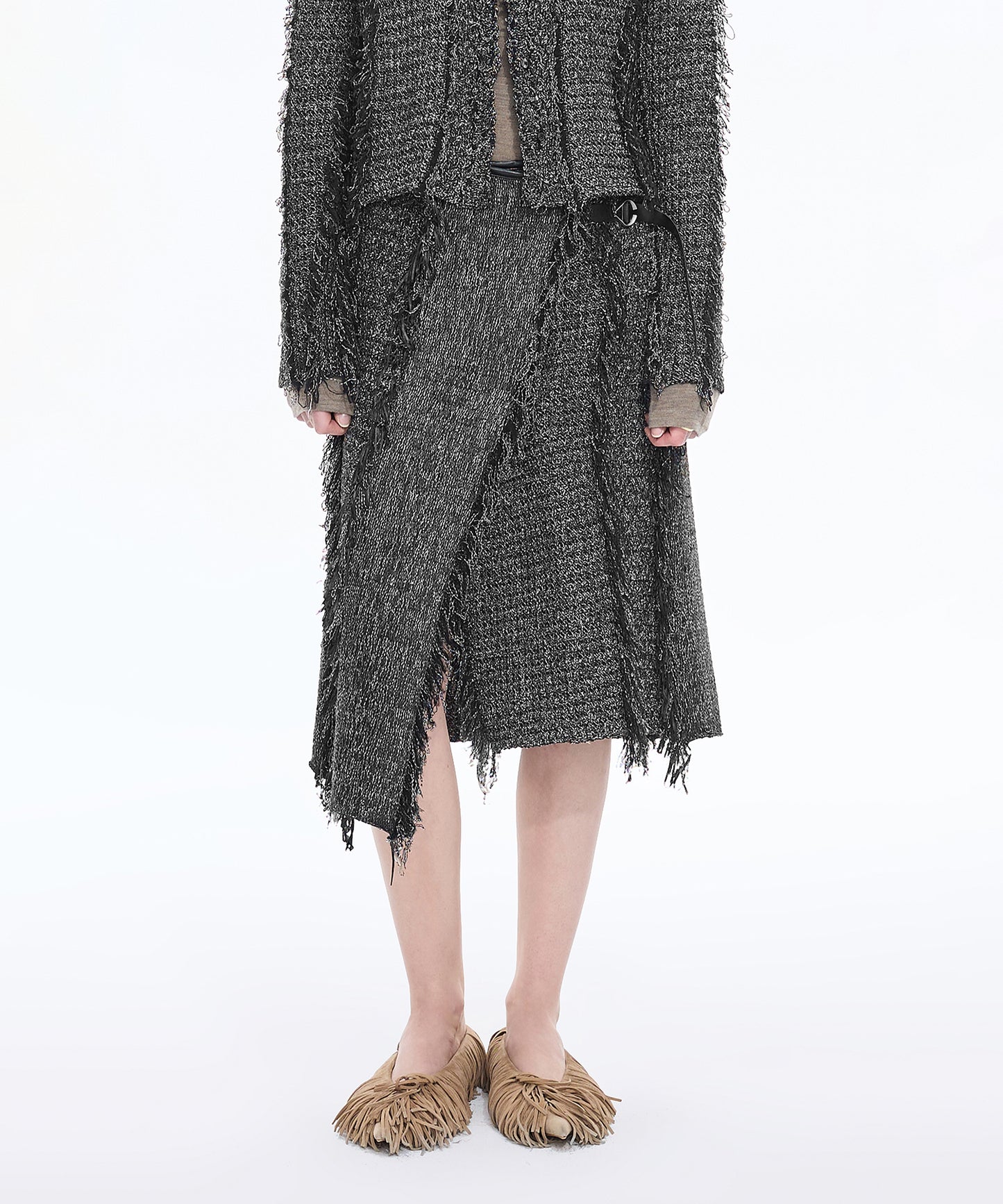 Fringe Tweed Skirt