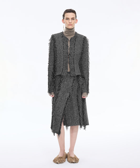 Fringe Tweed Skirt
