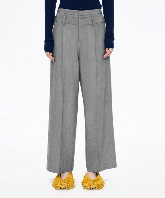Double-waist Wool Trousers