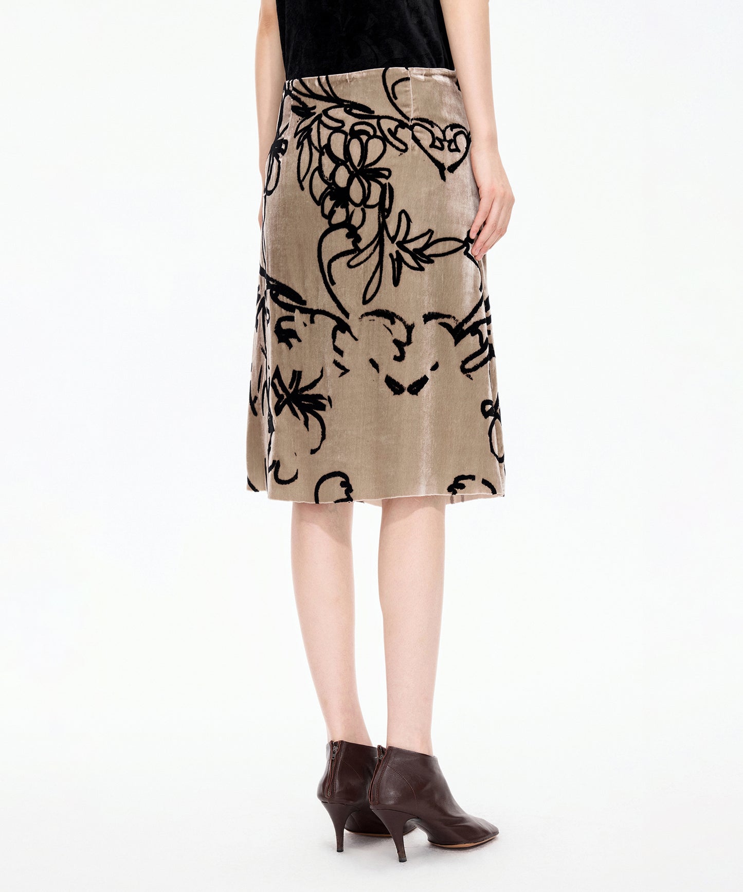 Velour Flocked Floral Skirt