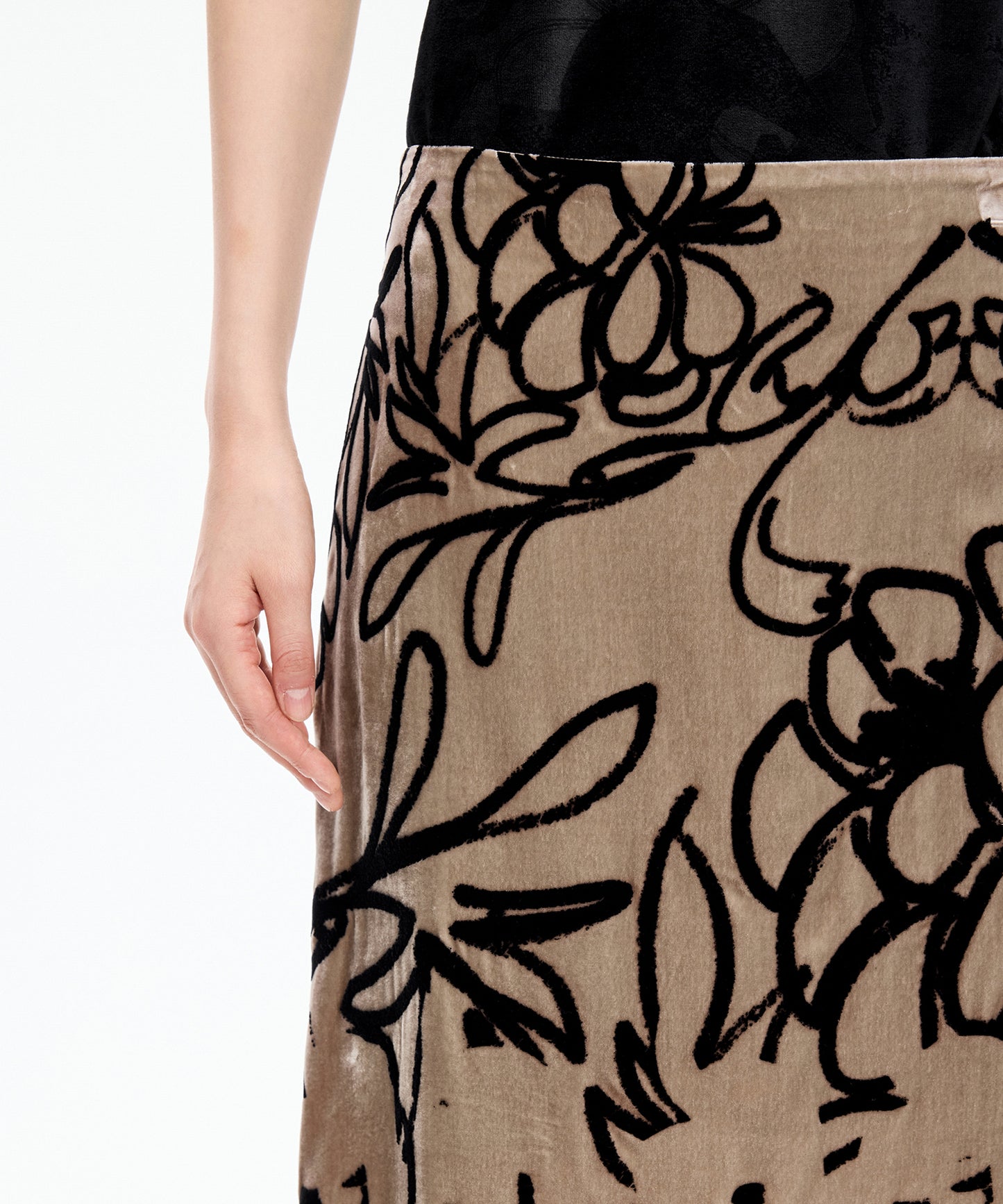Velour Flocked Floral Skirt