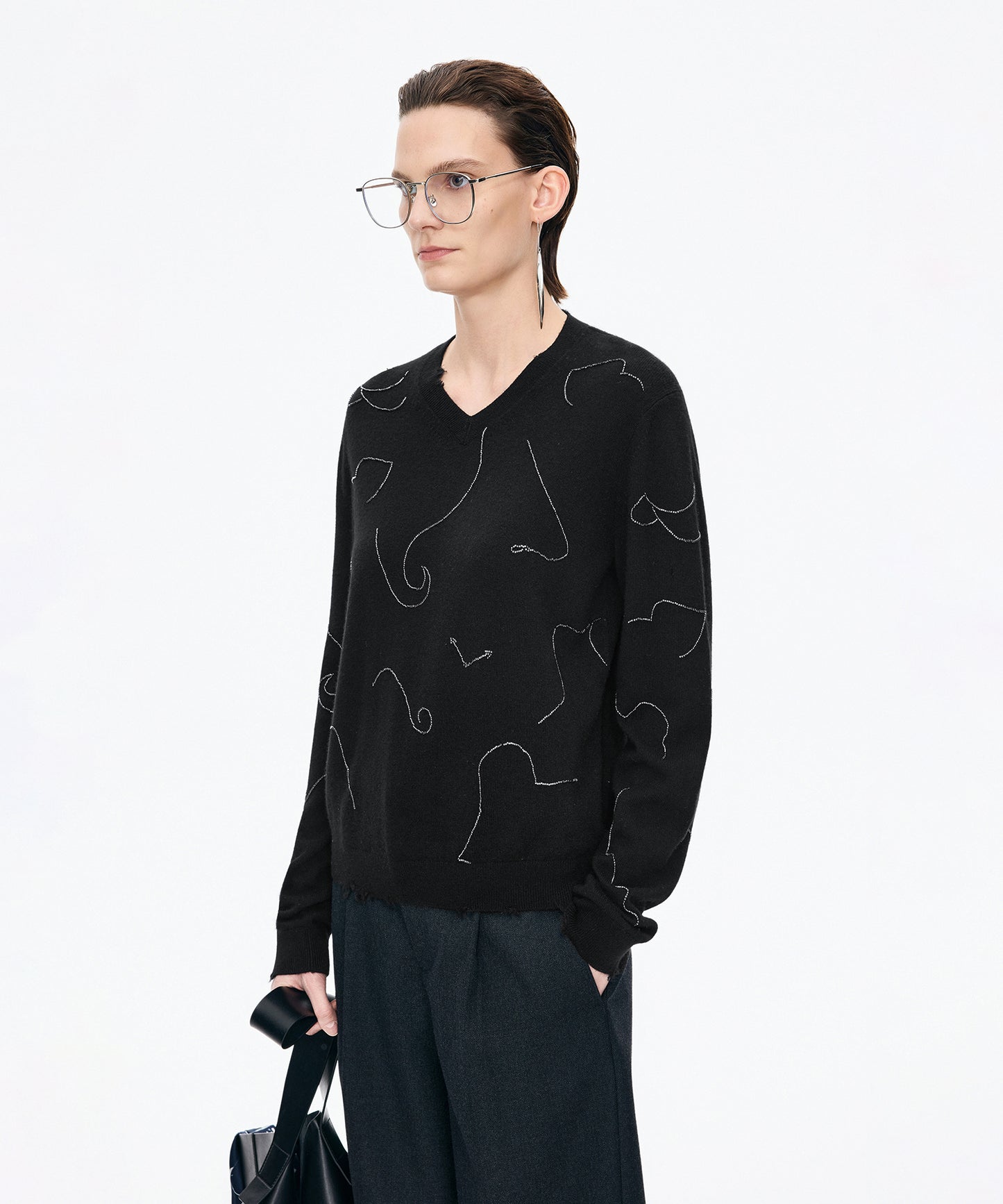 Embroidered Sequin Sweater