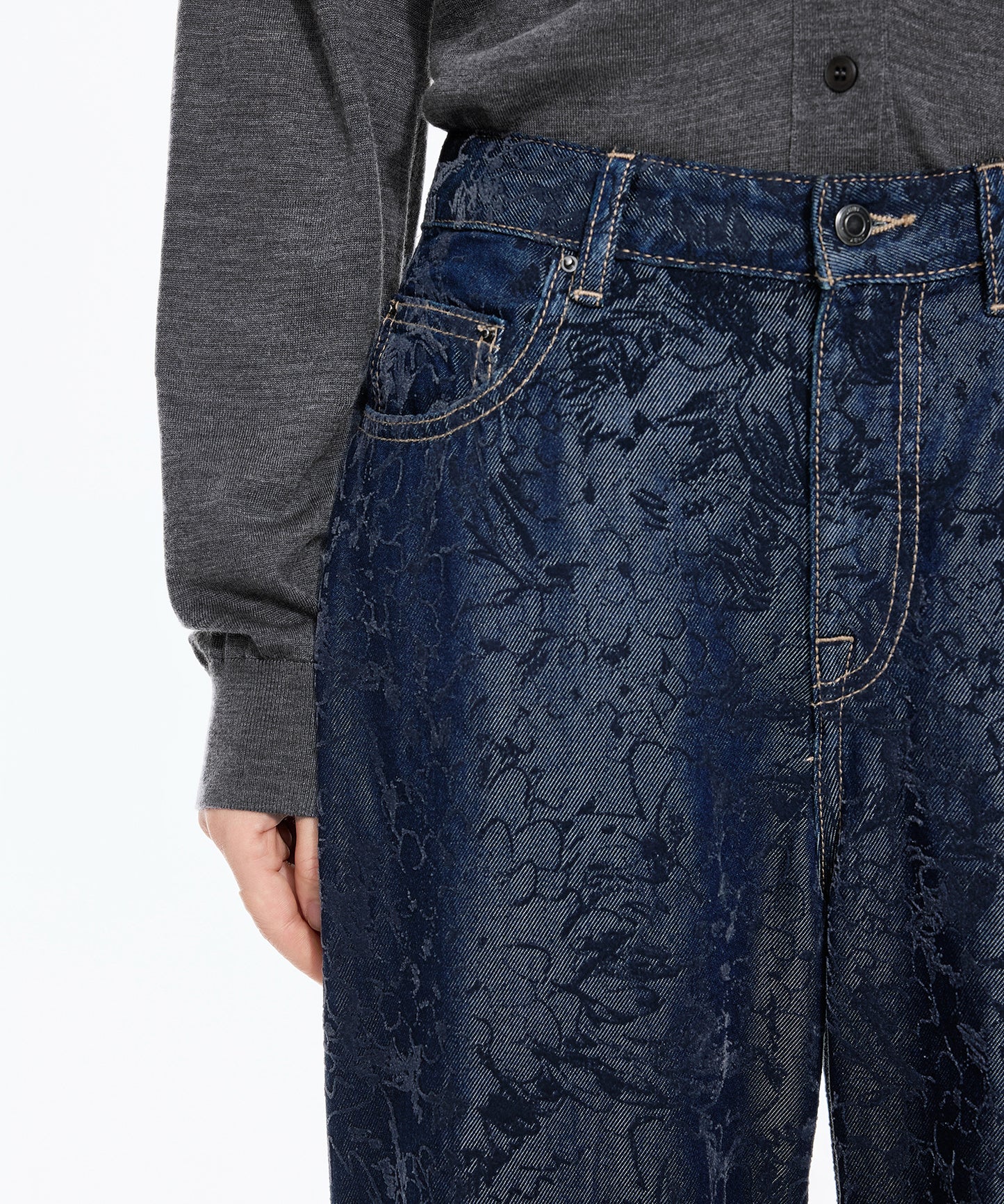 Hydrangea Flock Trace Denim