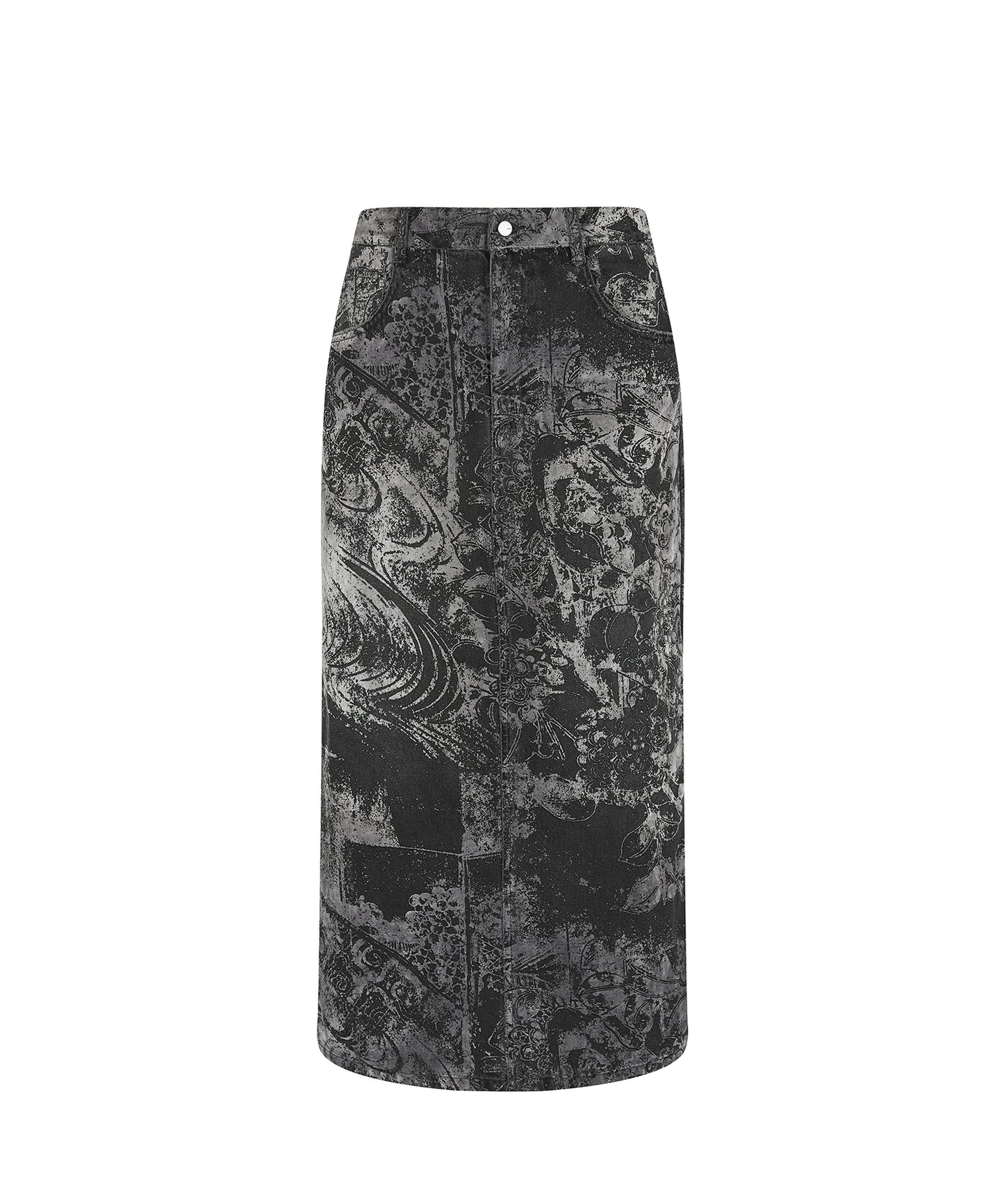 Flocked Denim Skirt