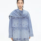 Scarf-Neck Denim Jacket