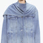 Scarf-Neck Denim Jacket