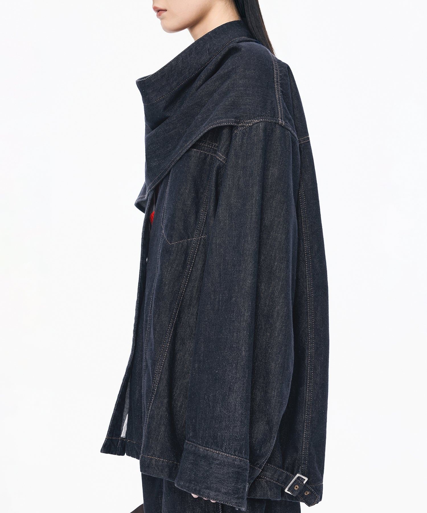 Scarf-Neck Denim Jacket – JNBY ONLINE STORE