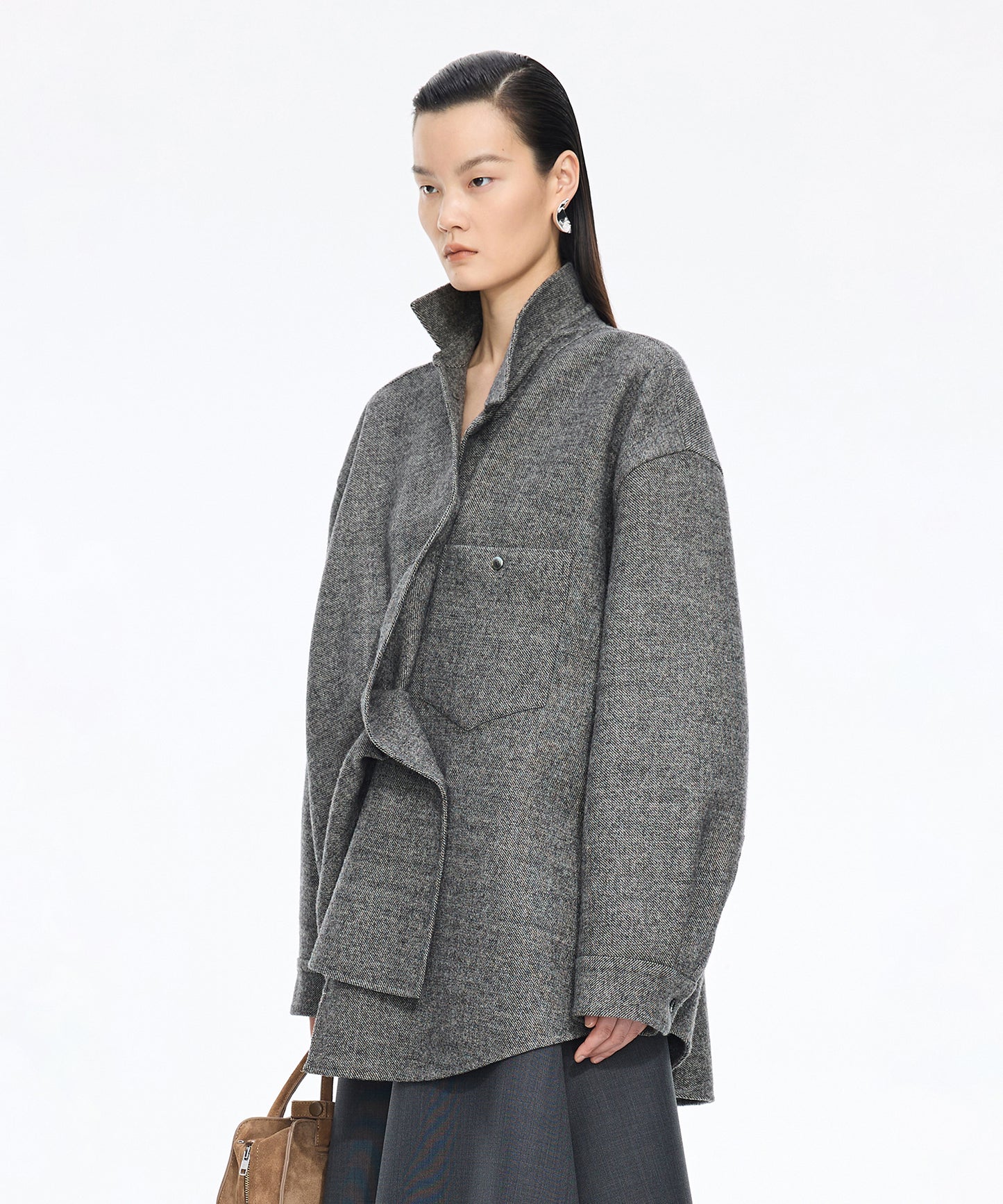 Elegant Drape Shirt Jacket