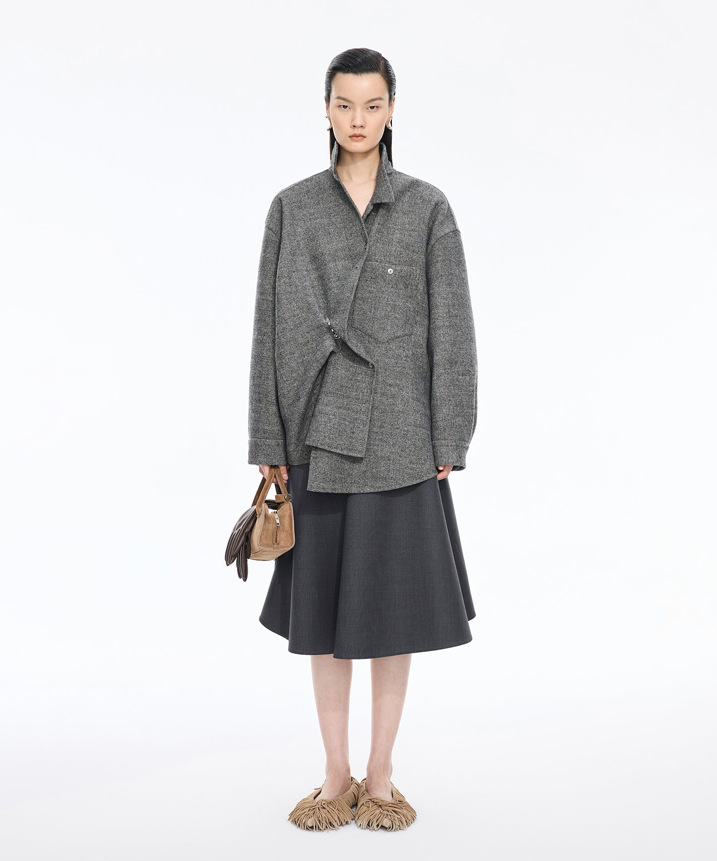 Elegant Drape Shirt Jacket