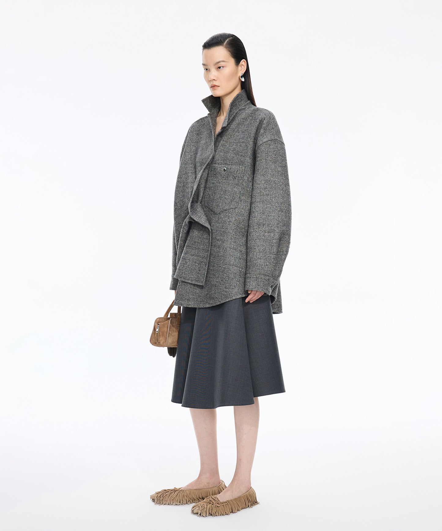 Elegant Drape Shirt Jacket