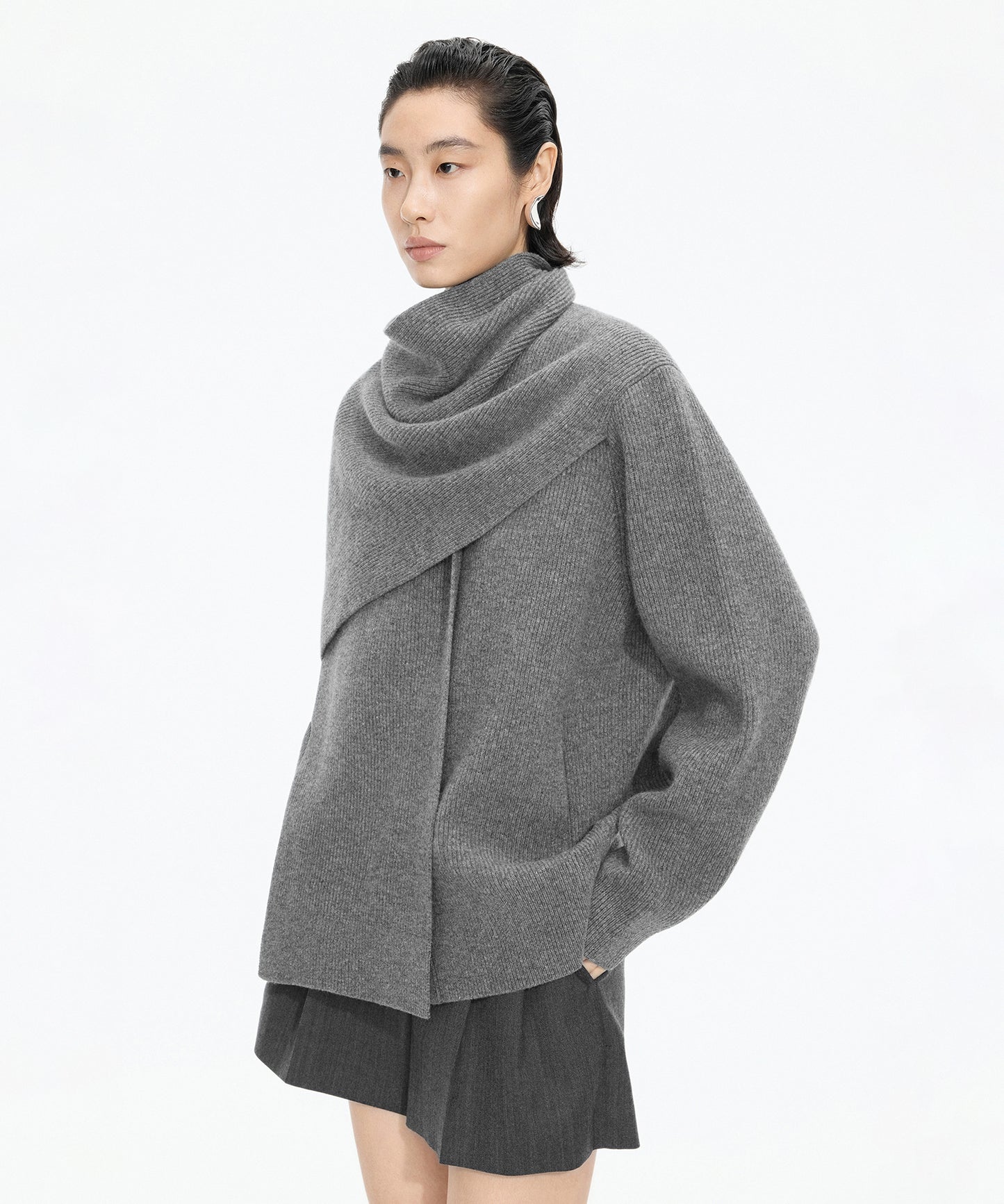 Scarf Design Knit Cardigan