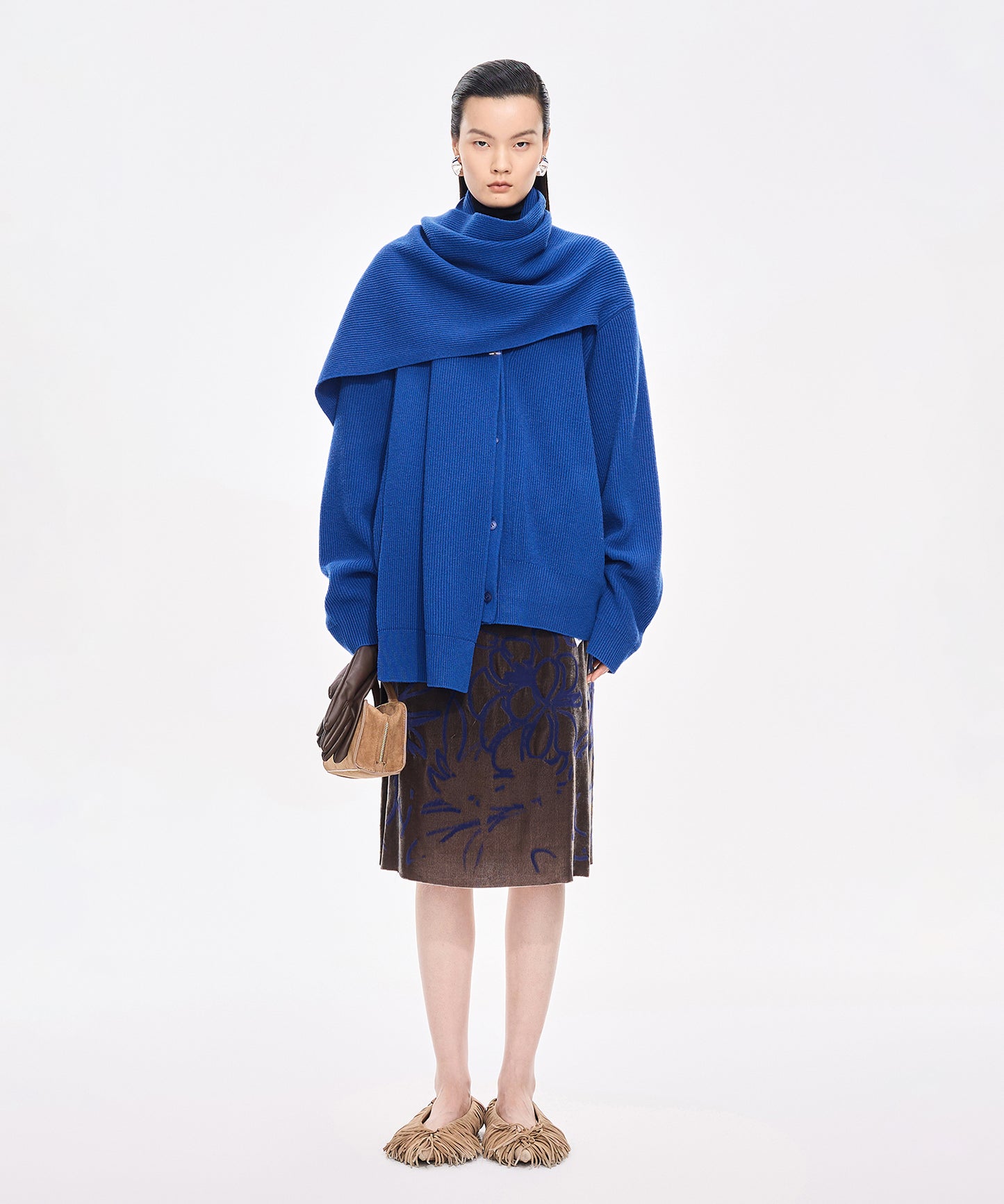 Scarf Design Knit Cardigan