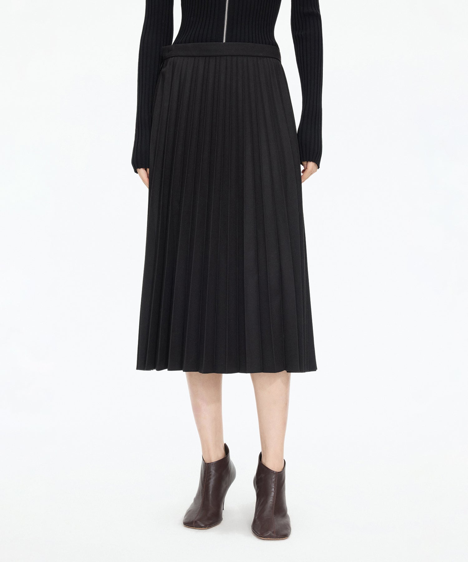 Pure Wool Pleated Skirt