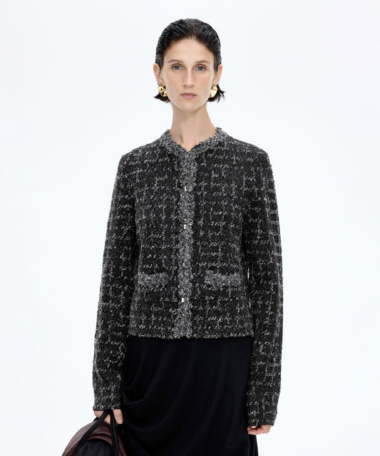 Modern Houndstooth Knit Jacket
