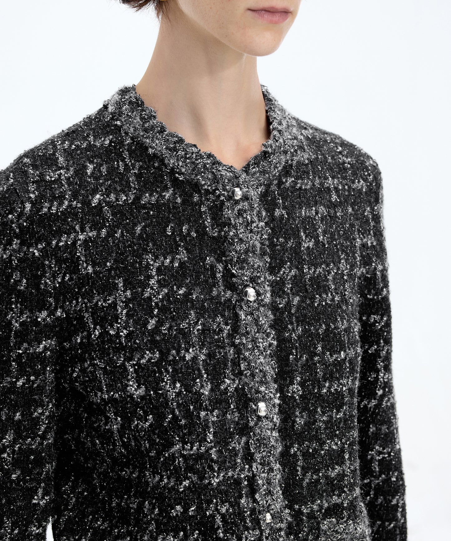Modern Houndstooth Knit Jacket