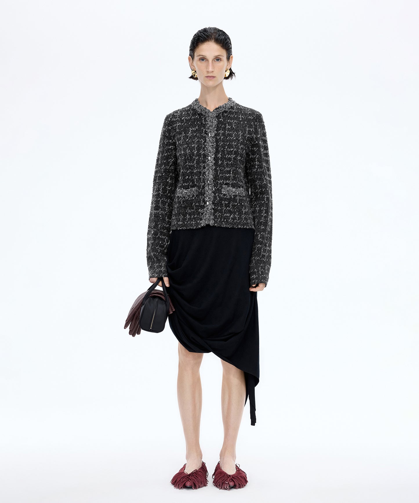 Modern Houndstooth Knit Jacket