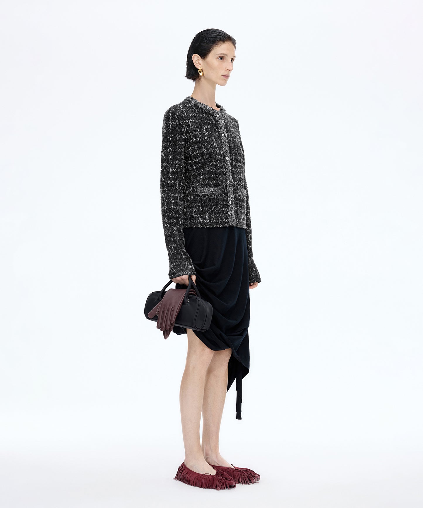 Modern Houndstooth Knit Jacket