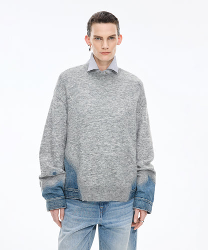 Denim × Knit Contrast Sweater